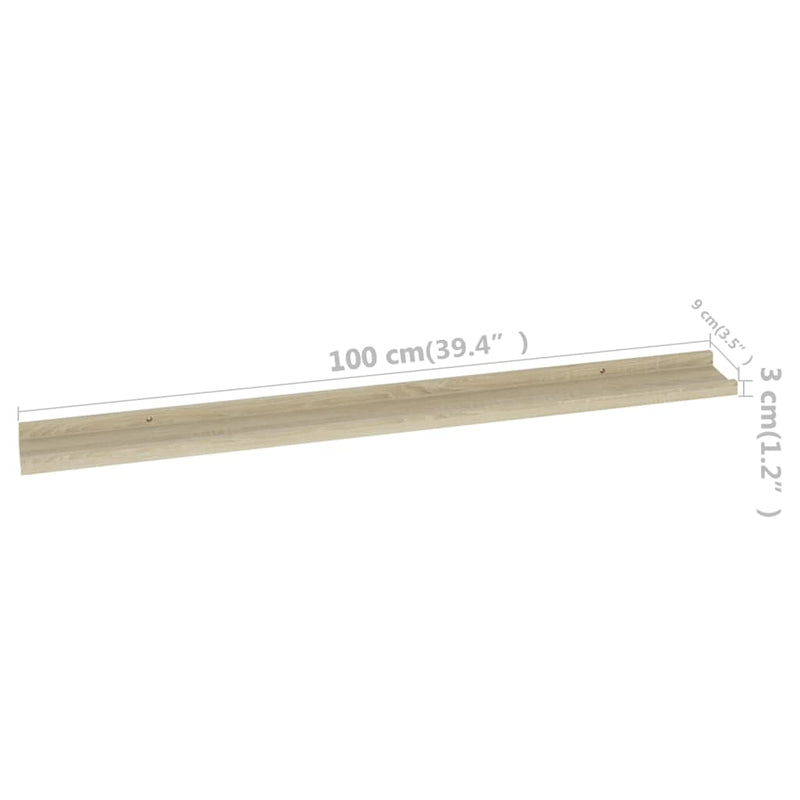 vidaXL 4 db sonoma tölgy színű fali polc 100 x 9 x 3 cm