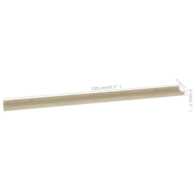 vidaXL 4 db sonoma tölgy színű fali polc 115 x 9 x 3 cm