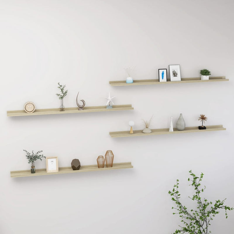 vidaXL 4 db sonoma tölgy színű fali polc 115 x 9 x 3 cm