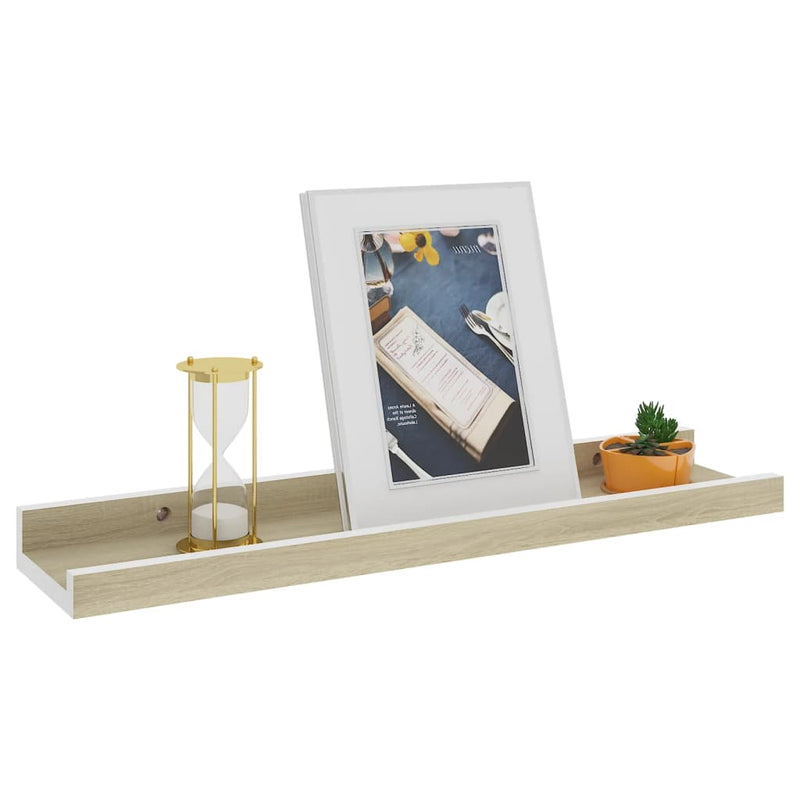 vidaXL 2 db fehér és sonoma tölgy színű fali polc 40 x 9 x 3 cm