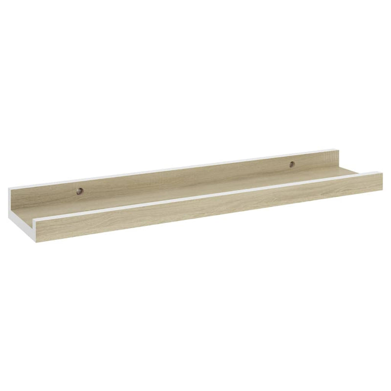 vidaXL 2 db fehér és sonoma tölgy színű fali polc 40 x 9 x 3 cm