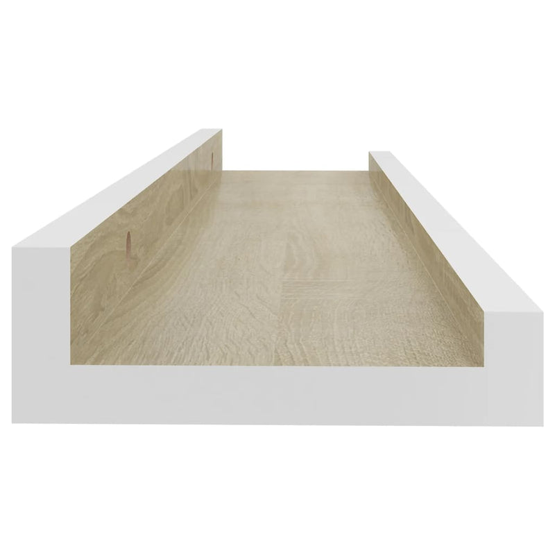 vidaXL 2 db fehér és sonoma tölgy színű fali polc 40 x 9 x 3 cm