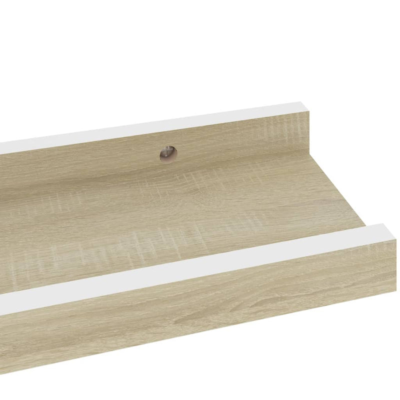vidaXL 2 db fehér és sonoma tölgy színű fali polc 40 x 9 x 3 cm