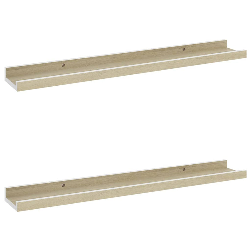 vidaXL 2 db fehér és sonoma tölgy színű fali polc 60 x 9 x 3 cm