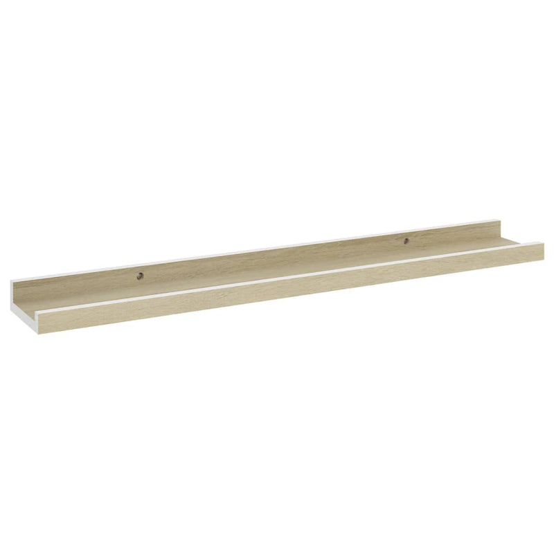 vidaXL 2 db fehér és sonoma tölgy színű fali polc 60 x 9 x 3 cm