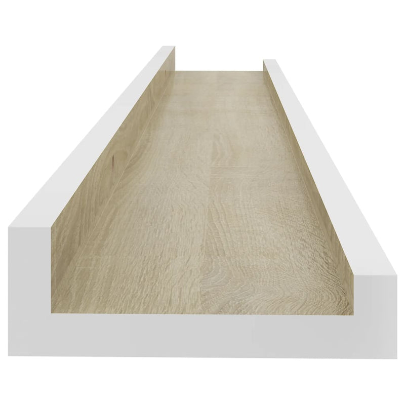 vidaXL 2 db fehér és sonoma tölgy színű fali polc 60 x 9 x 3 cm