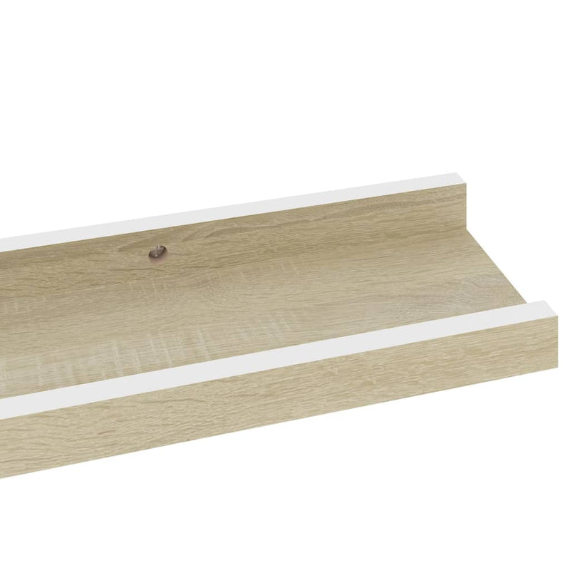 vidaXL 2 db fehér és sonoma tölgy színű fali polc 60 x 9 x 3 cm