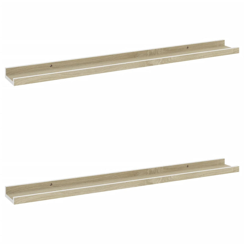 vidaXL 2 db fehér és sonoma tölgy színű fali polc 80 x 9 x 3 cm