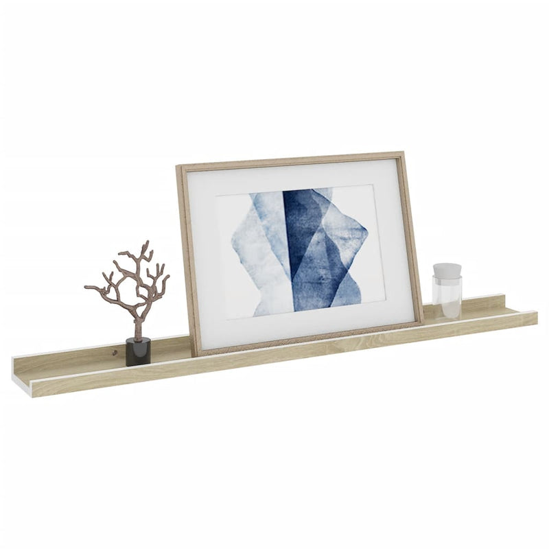 vidaXL 2 db fehér és sonoma tölgy színű fali polc 80 x 9 x 3 cm