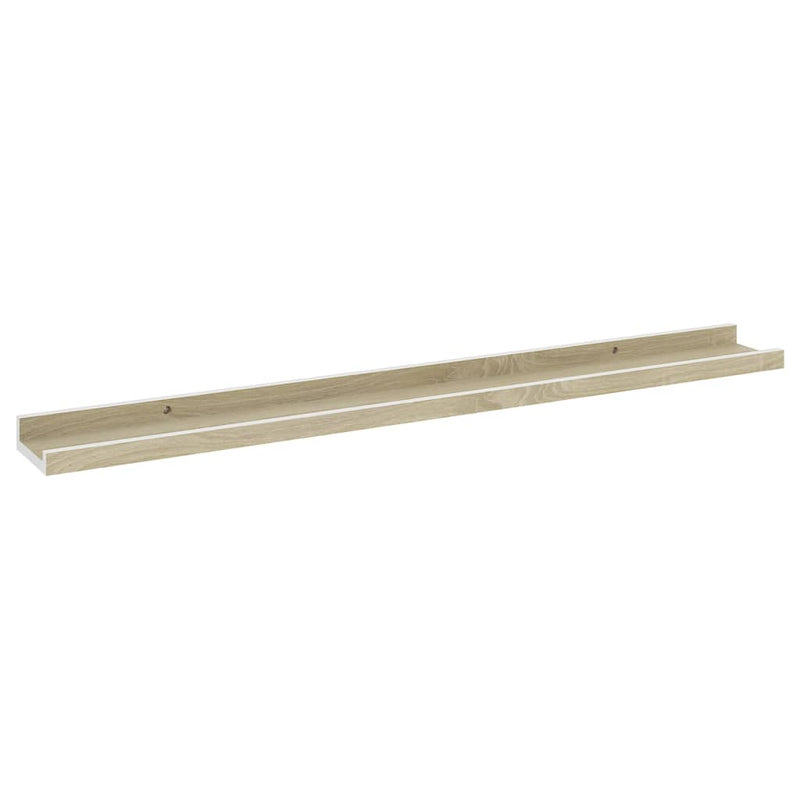 vidaXL 2 db fehér és sonoma tölgy színű fali polc 80 x 9 x 3 cm