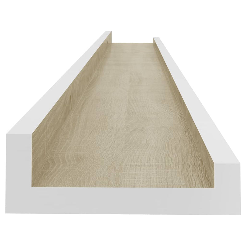 vidaXL 2 db fehér és sonoma tölgy színű fali polc 80 x 9 x 3 cm