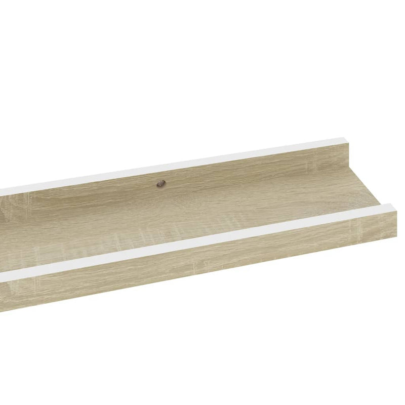 vidaXL 2 db fehér és sonoma tölgy színű fali polc 80 x 9 x 3 cm