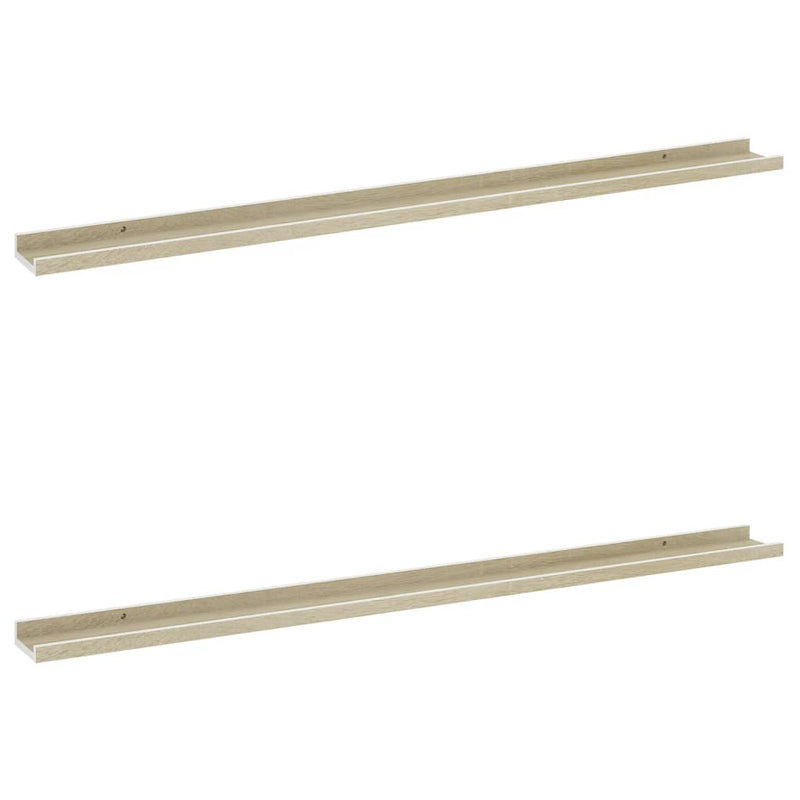 vidaXL 2 db fehér és sonoma tölgy színű fali polc 115 x 9 x 3 cm