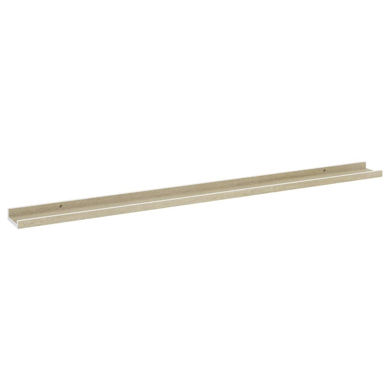 vidaXL 2 db fehér és sonoma tölgy színű fali polc 115 x 9 x 3 cm