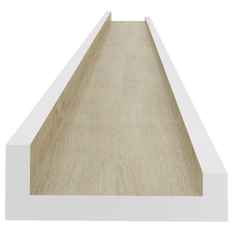 vidaXL 2 db fehér és sonoma tölgy színű fali polc 115 x 9 x 3 cm