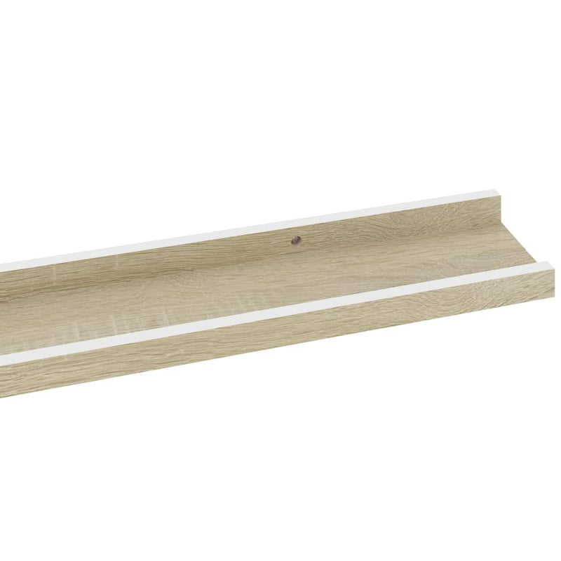 vidaXL 2 db fehér és sonoma tölgy színű fali polc 115 x 9 x 3 cm
