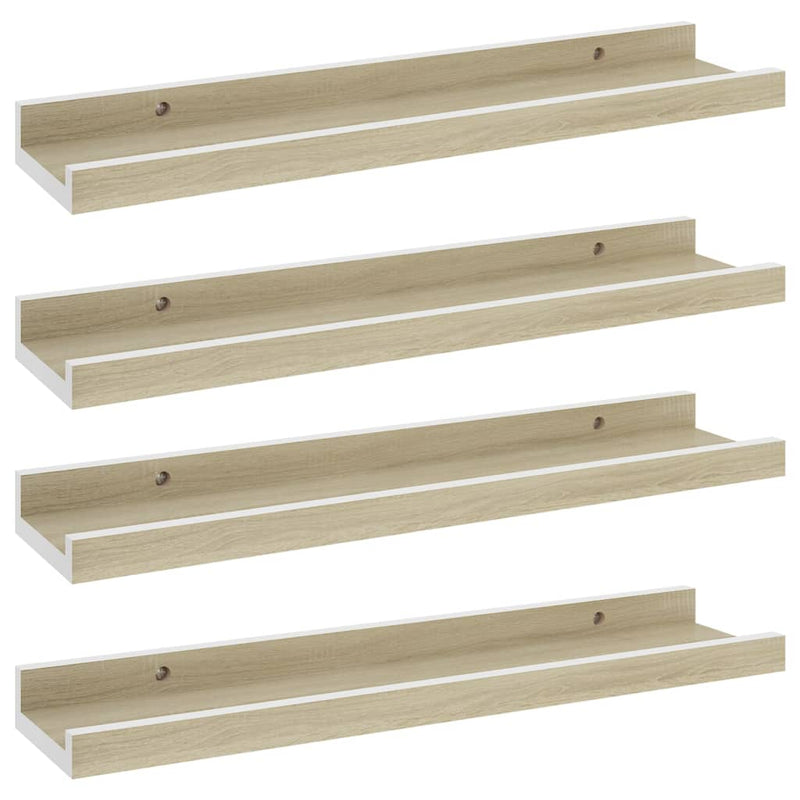 vidaXL 4 db fehér és sonoma tölgy színű fali polc 40 x 9 x 3 cm