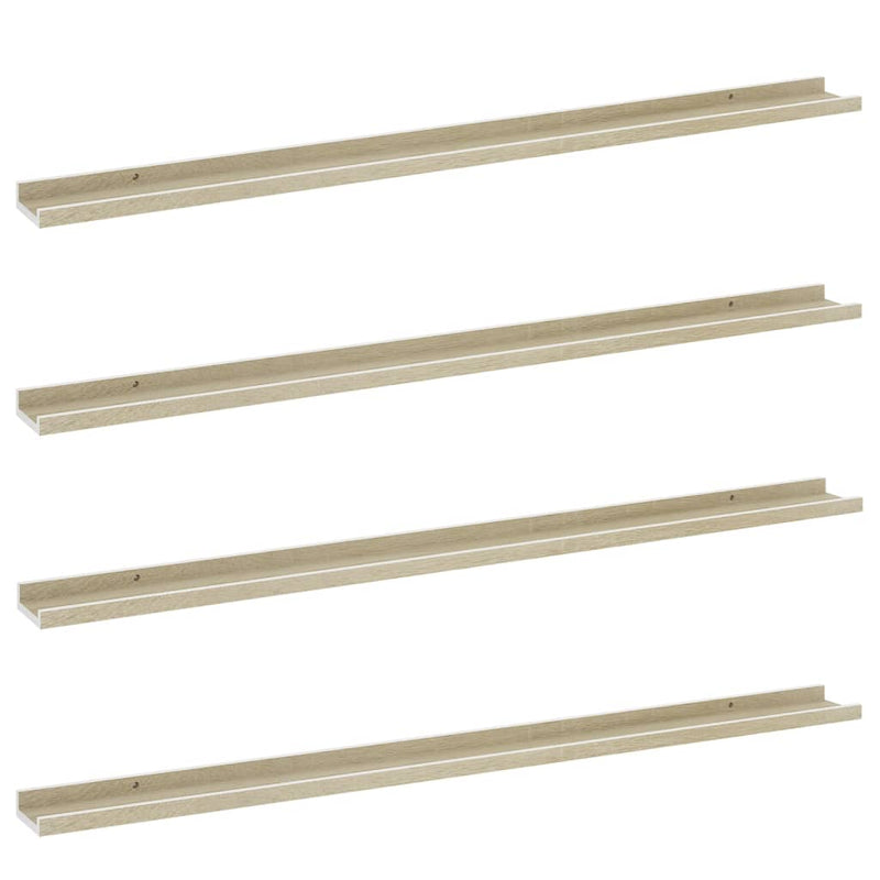 vidaXL 4 db fehér és sonoma tölgy színű fali polc 115 x 9 x 3 cm