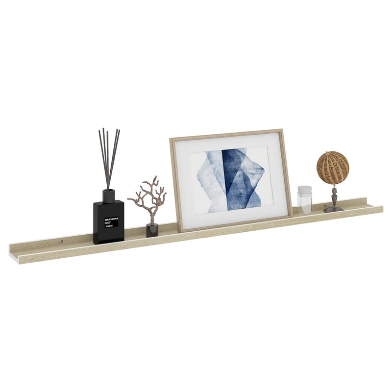 vidaXL 4 db fehér és sonoma tölgy színű fali polc 115 x 9 x 3 cm
