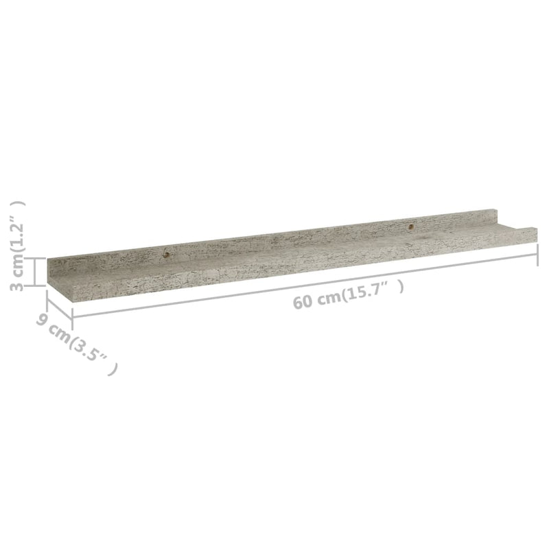 vidaXL 4 db betonszürke fali polc 40 x 9 x 3 cm