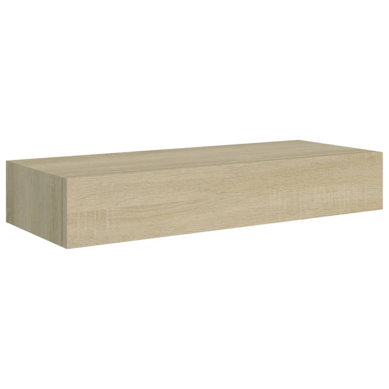 vidaXL tölgyszínű MDF falra szerelhető fiókos polc 60 x 23,5 x 10 cm
