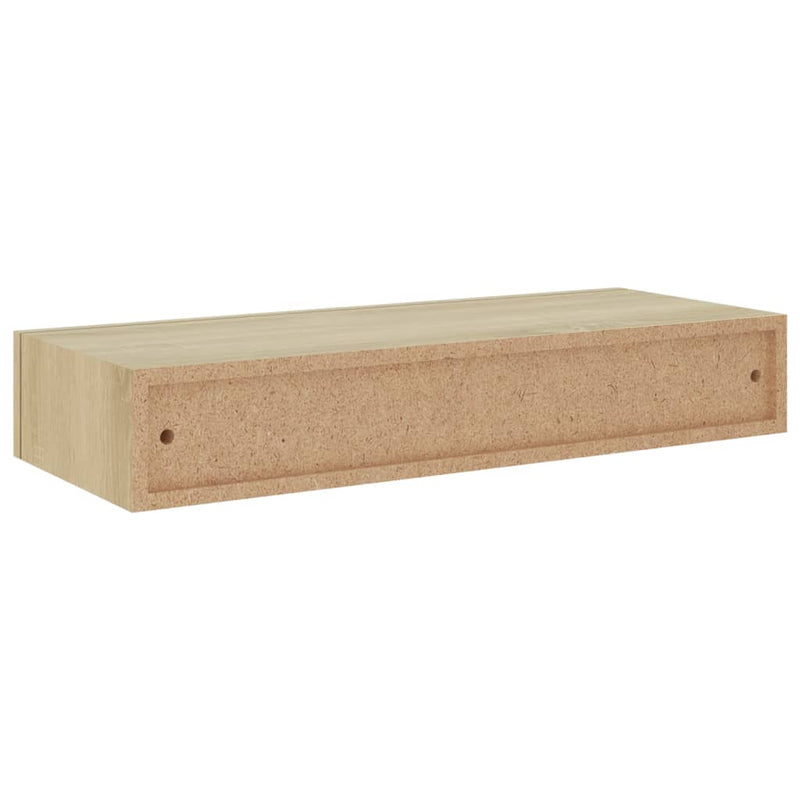 vidaXL tölgyszínű MDF falra szerelhető fiókos polc 60 x 23,5 x 10 cm