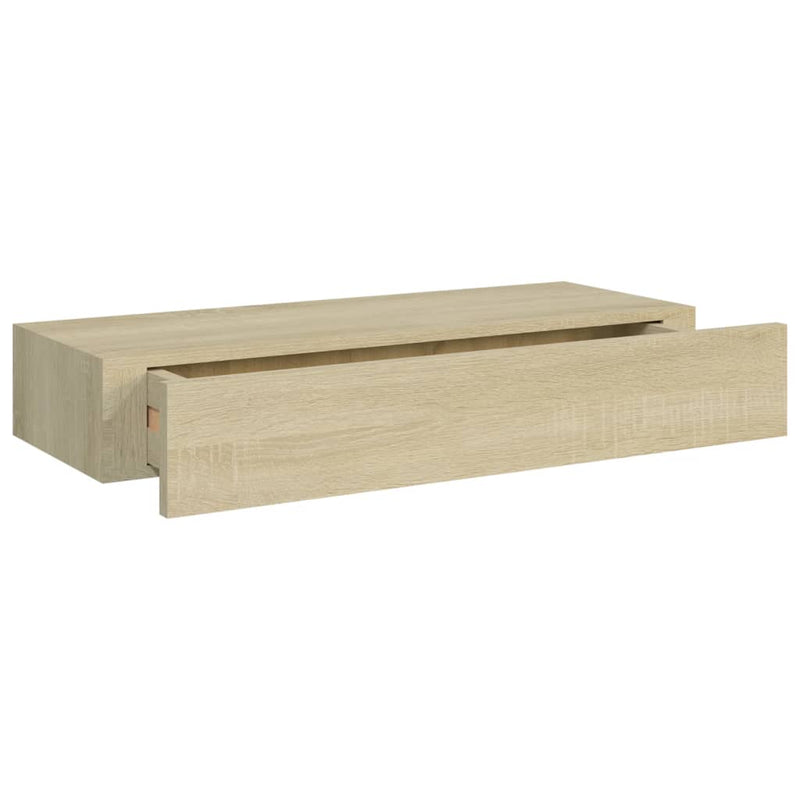 vidaXL tölgyszínű MDF falra szerelhető fiókos polc 60 x 23,5 x 10 cm