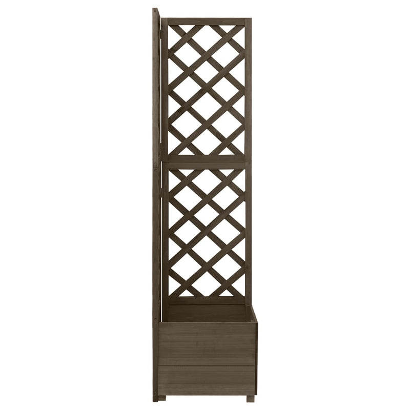 vidaXL szürke tömör fenyőfa rácsos sarok-ültetőláda 40 x 40 x 150 cm