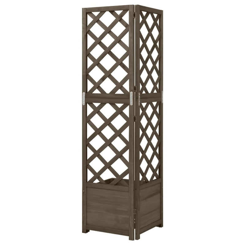 vidaXL szürke tömör fenyőfa rácsos sarok-ültetőláda 40 x 40 x 150 cm