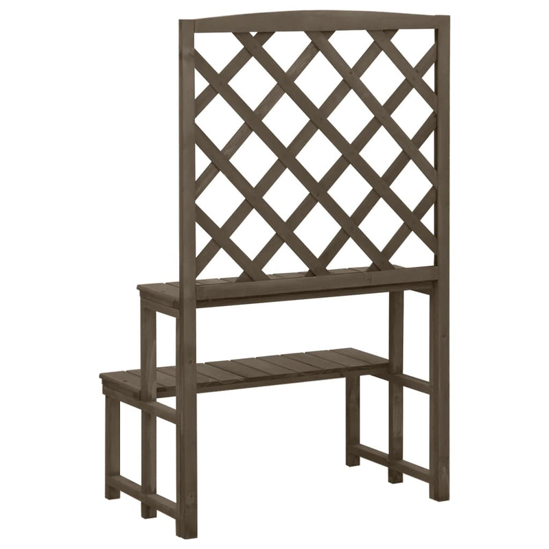 vidaXL szürke tömör fenyőfa rácsos virágtartó állvány 70 x 42 x 115 cm