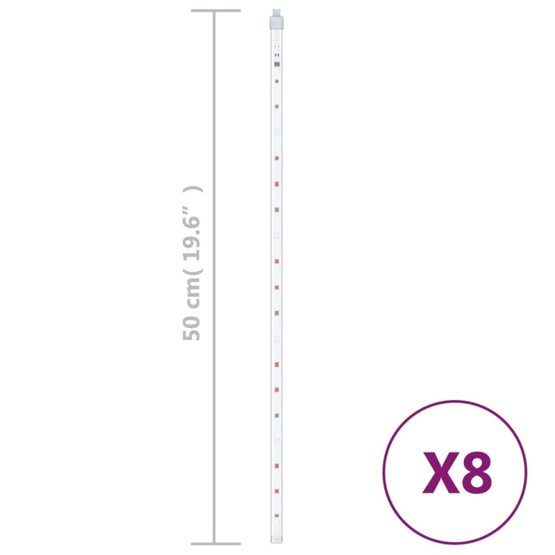 vidaXL 8 db 288 LED-es színes bel-/kültéri meteor fényfüzér 50 cm