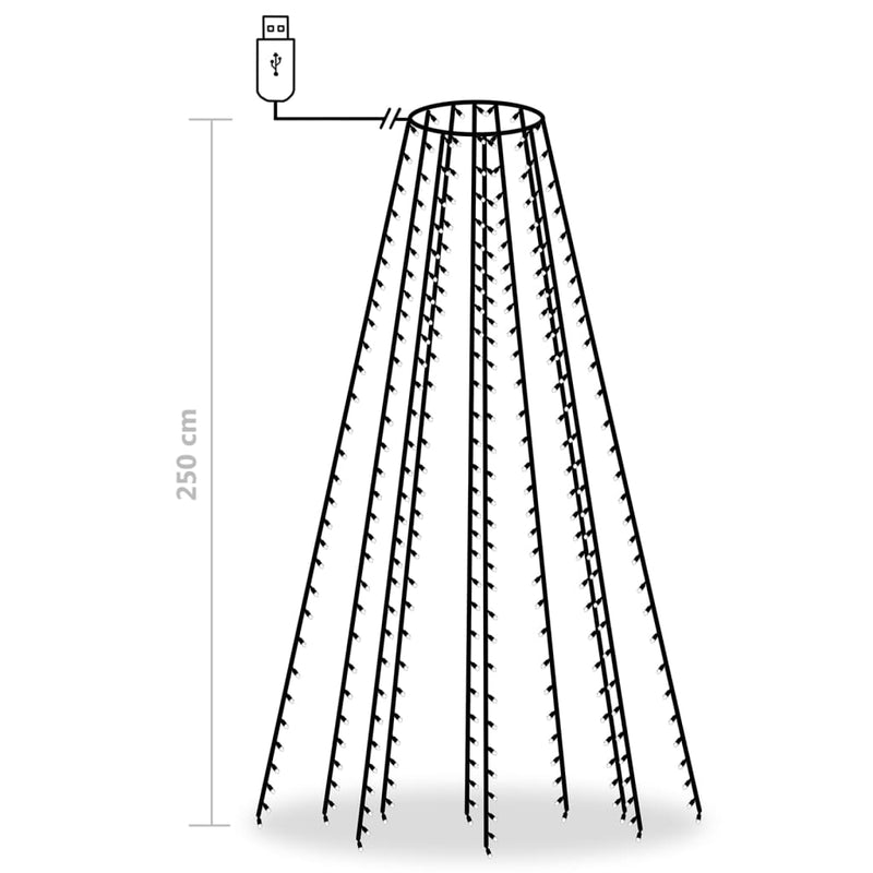 vidaXL karácsonyfa-fényfüzér 250 kék LED-del 250 cm
