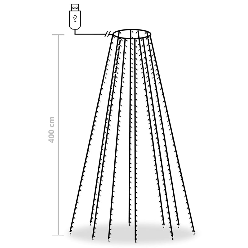 vidaXL karácsonyfa-fényháló 400 kék LED-del 400 cm
