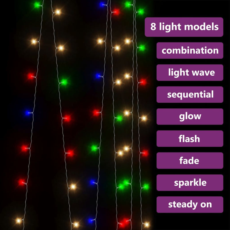 vidaXL 8 funkciós színes fényfüggöny 300 LED-del 3 x 3 m