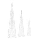 vidaXL kék fényű LED-es akril díszfénykúpszett 30/45/60 cm