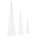 vidaXL többfényű LED-es akril díszfénykúpszett 60/90/120 cm