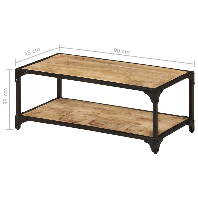 vidaXL tömör nyers mangófa dohányzóasztal 90 x 45 x 35 cm