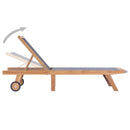 vidaXL 2 db tömör tíkfa és textilén összecsukható napozóágy kerekekkel