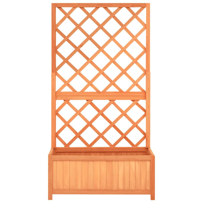 vidaXL barna tömör fenyőfa rácsos kerti ültetőláda 70 x 30 x 135 cm