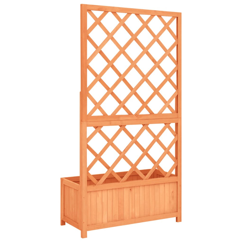 vidaXL barna tömör fenyőfa rácsos kerti ültetőláda 70 x 30 x 135 cm
