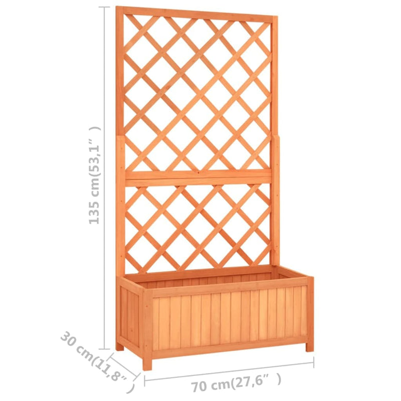vidaXL barna tömör fenyőfa rácsos kerti ültetőláda 70 x 30 x 135 cm