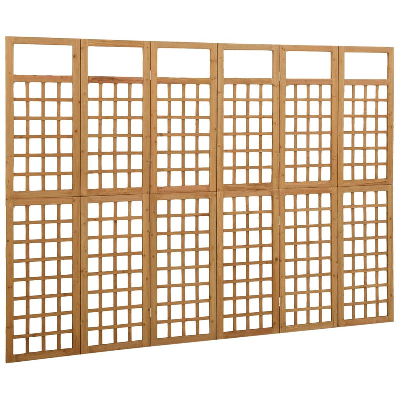 vidaXL 6 paneles tömör fenyőfa térelválasztó/lugasrács 242,5 x 180 cm