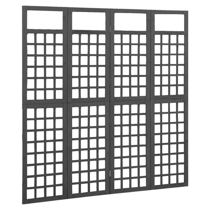 vidaXL 4 paneles fekete tömör fenyő térelválasztó/lugasrács 161x180 cm