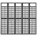 vidaXL 5 paneles fekete fenyőfa térelválasztó/lugasrács 201,5 x 180 cm