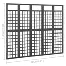 vidaXL 5 paneles fekete fenyőfa térelválasztó/lugasrács 201,5 x 180 cm