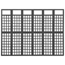 vidaXL 6 paneles fekete fenyőfa térelválasztó/lugasrács 242,5 x 180 cm