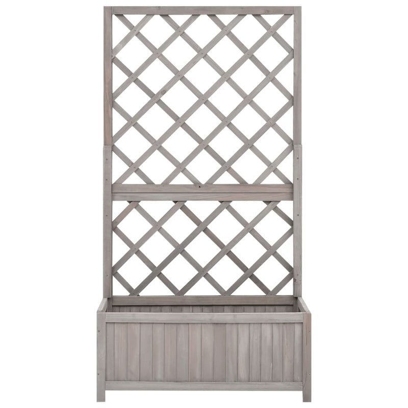 vidaXL szürke tömör fenyőfa rácsos kerti ültetőláda 70 x 30 x 135 cm