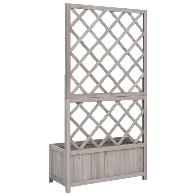 vidaXL szürke tömör fenyőfa rácsos kerti ültetőláda 70 x 30 x 135 cm