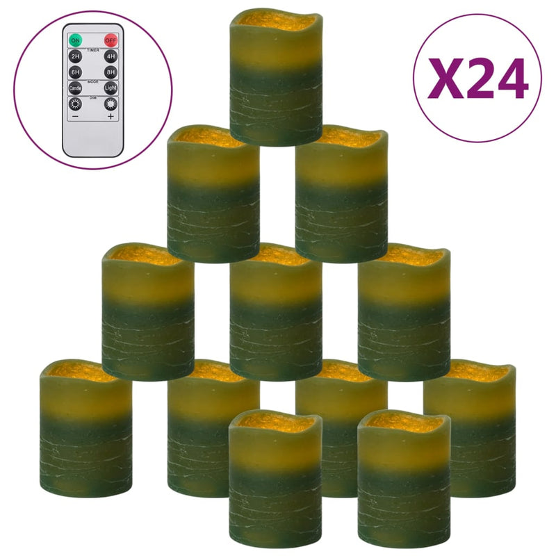 vidaXL 24 db lángmentes meleg fehér LED-es gyertya távirányítóval