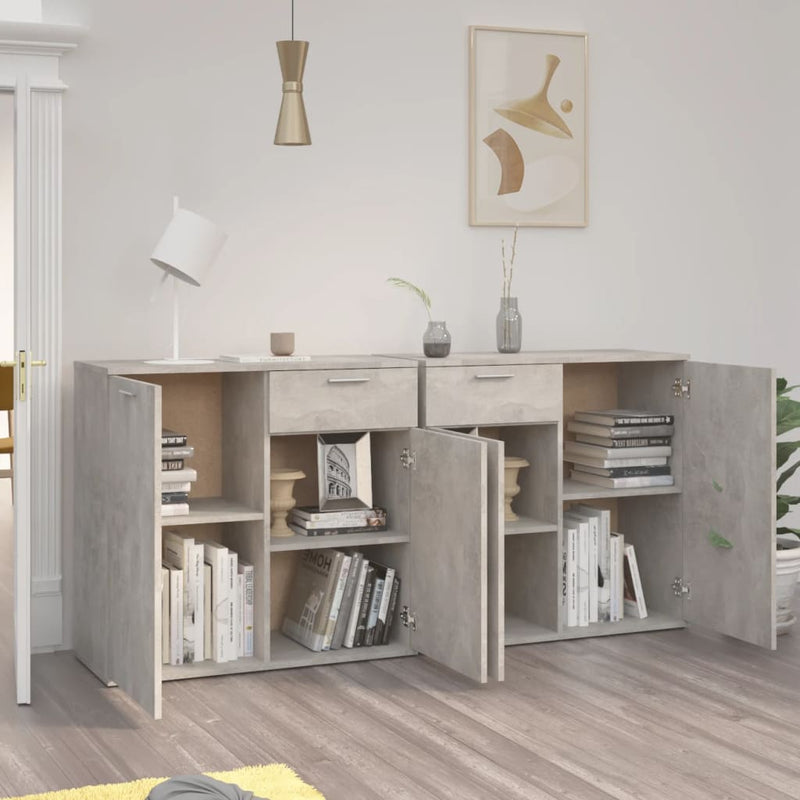 vidaXL betonszürke szerelt fa tálalószekrény 160 x 36 x 75 cm